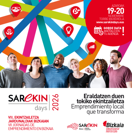 Cartel de Sarekin Days 2026. 19 y 20 de noviembre en la Torre Iberdrola